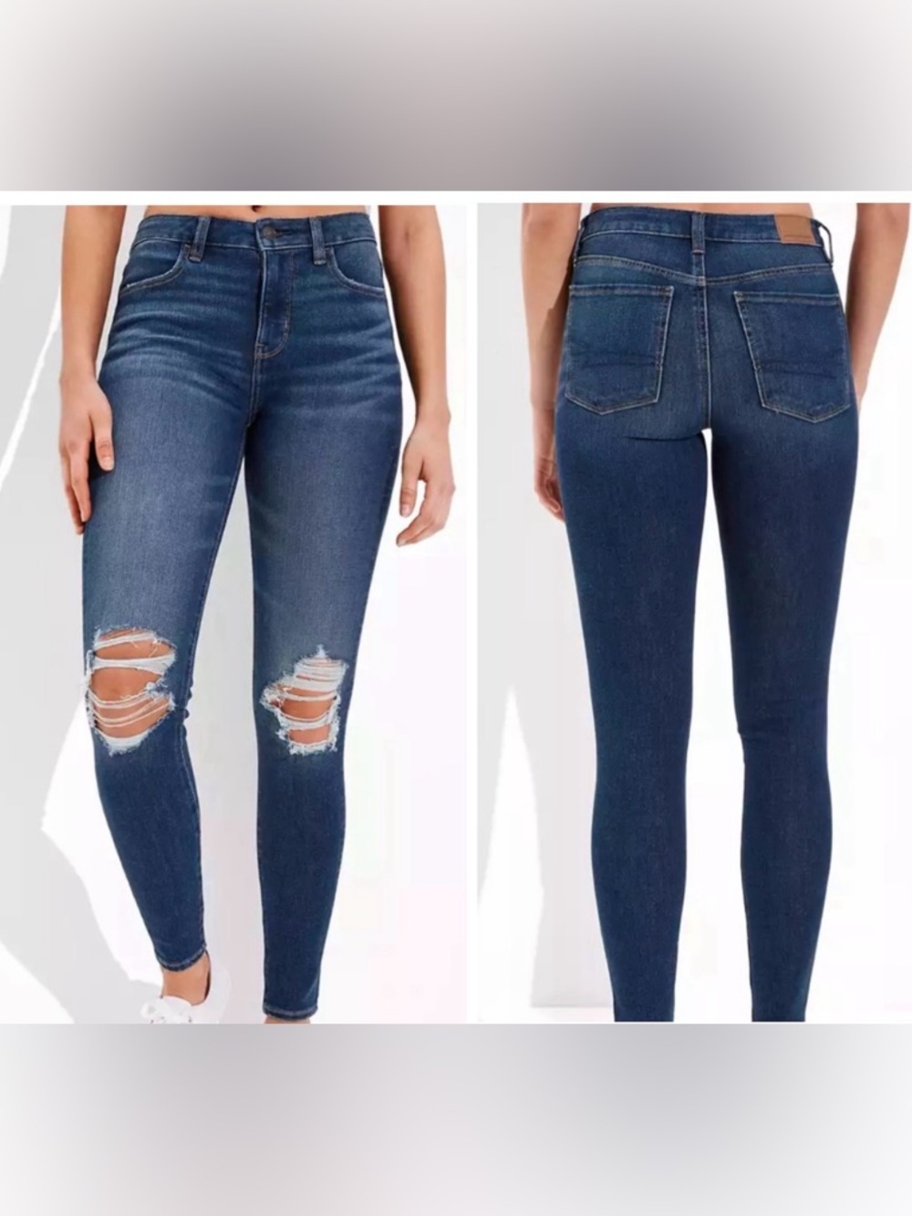 American Eagle 360° Next Level Stretch High-Rise Destructed Ripped Jeggings Sz 0